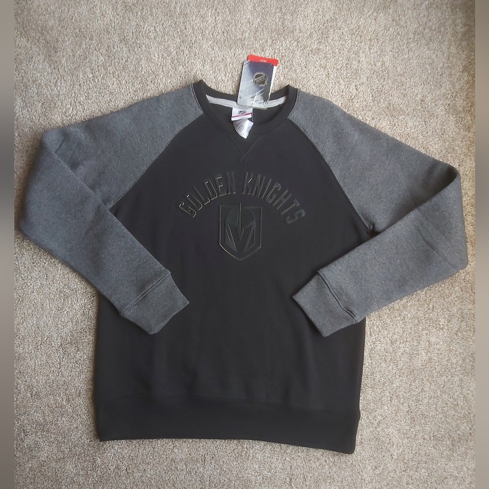 NHL Golden Knights Black and Grey Crew Neck Sweater